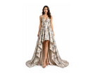 Silver Abstract Jacquard High-Low Dress