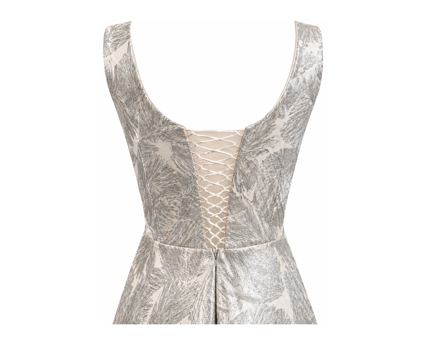 Silver Jacquard High-Low Dress