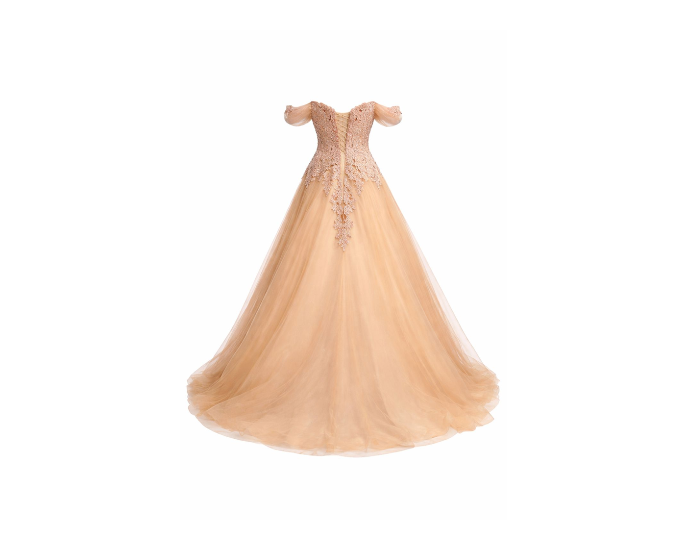 Champagne Lace Corset Ball Gown