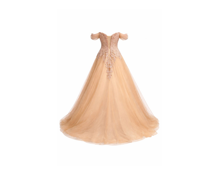 Champagne Lace Corset Ball Gown