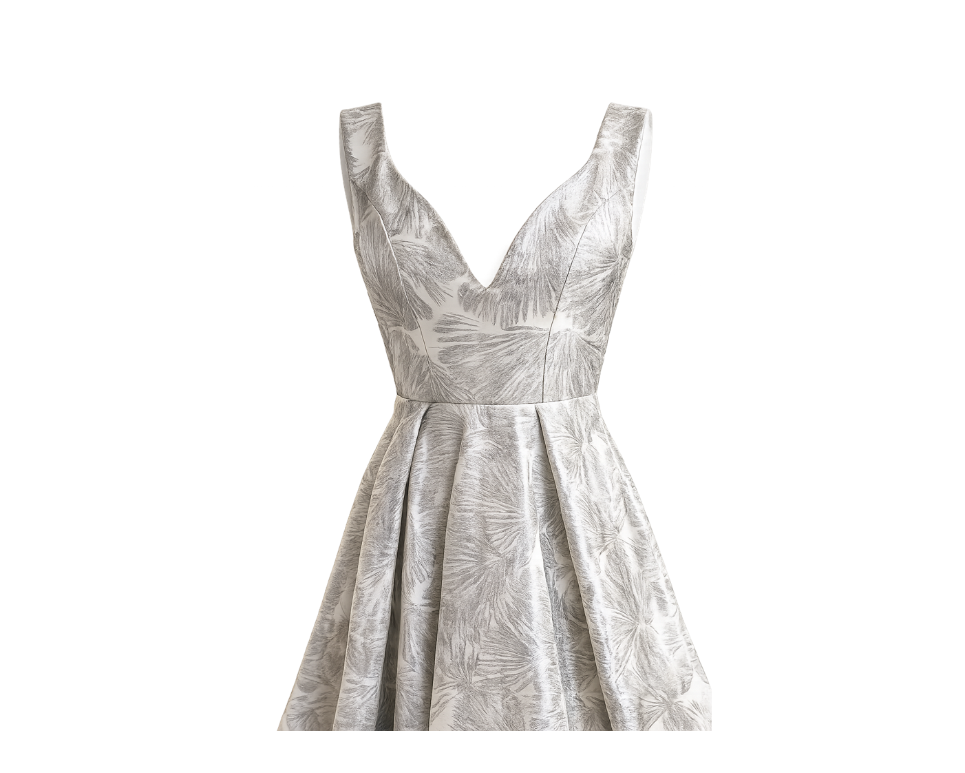 Silver Jacquard Corset Ball Gown