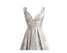 Silver Jacquard Corset Ball Gown