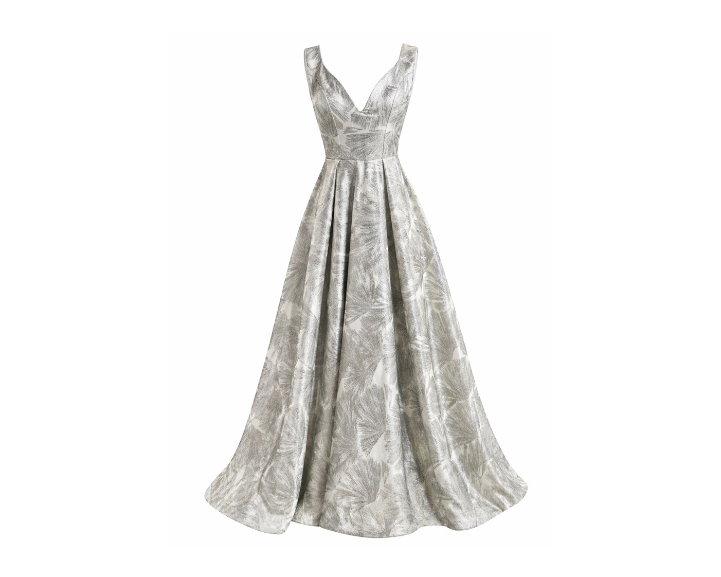 Silver Jacquard Corset Ball Gown