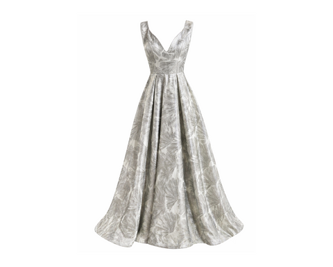 Silver Jacquard Corset Ball Gown