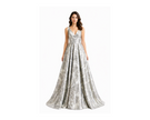Silver Jacquard Corset Ball Gown