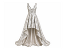 Silver Jacquard High-Low Dress