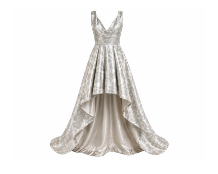 Silver Jacquard High-Low Dress