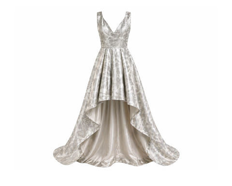 Silver Jacquard High-Low Dress